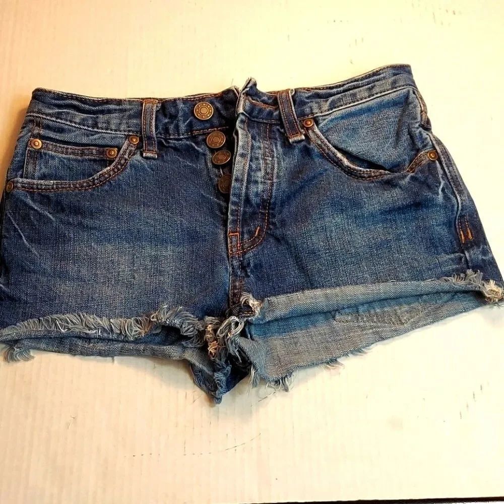 Free People Button Fly High-rise Cut Off Shorts 25 - Picture 2 of 6